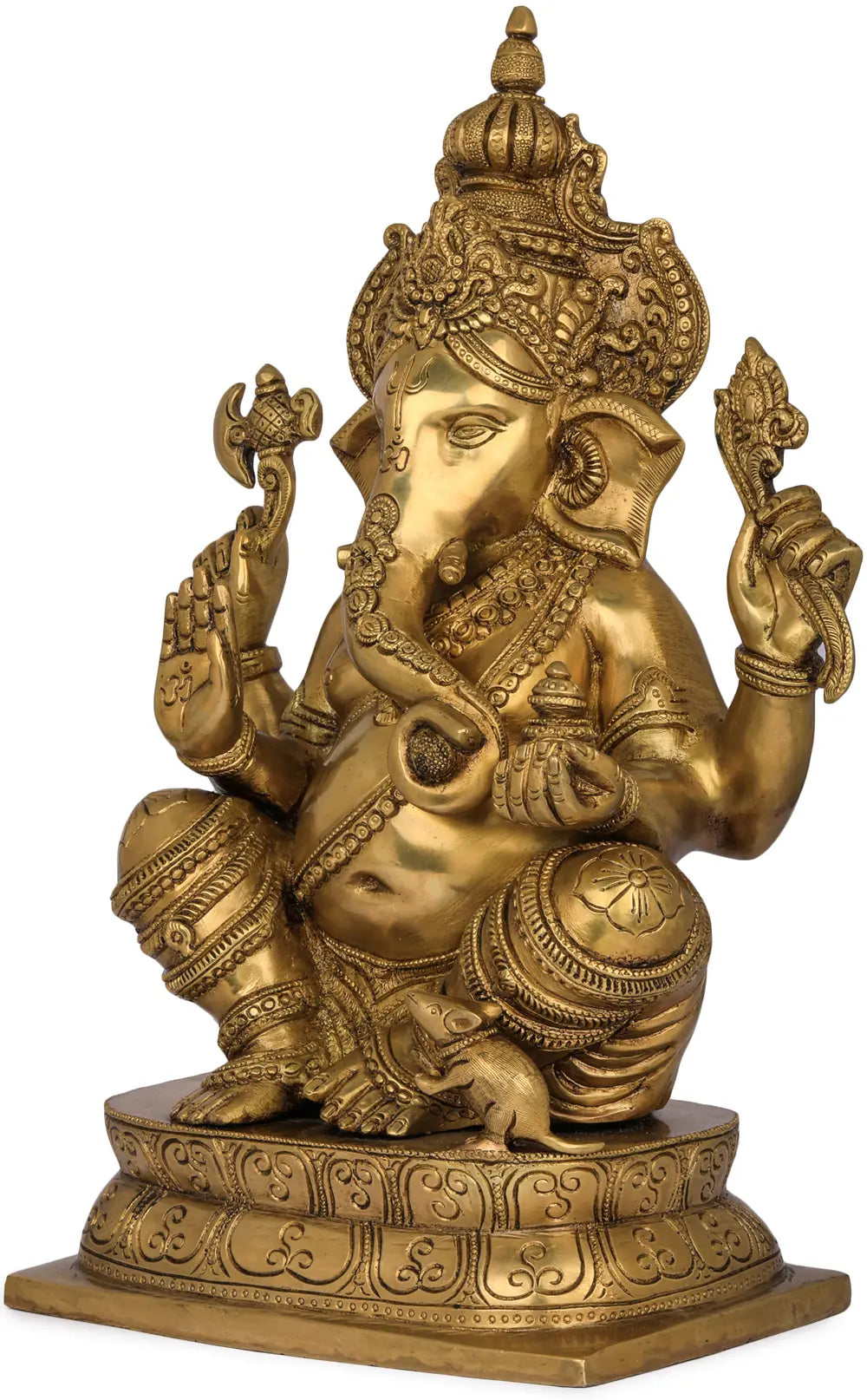 Brassaura™ Solid Brass Ganesha Idol for Home Temple & Pooja Room Decor | 16 Inches | 12.50 kgs