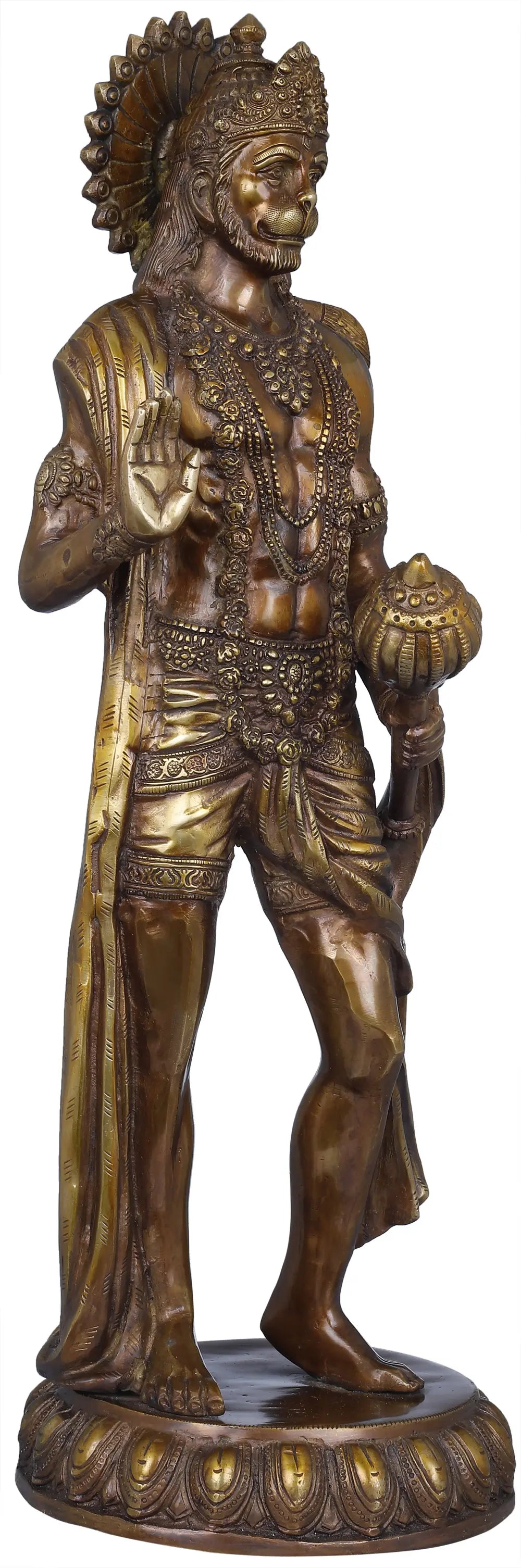 Brassaura® Standing Blessing Hanuman Statue | Brass | Height 22.6 Inches & Weight 9.80 kgs