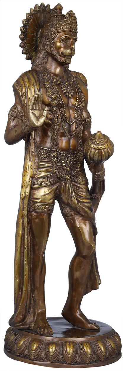 Brassaura® Standing Blessing Hanuman Statue | Brass | Height 22.6 Inches & Weight 9.80 kgs