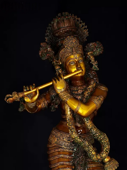 Brassaura® Brass Krishna Statue | Height 45 Inches & Weight 52 kg