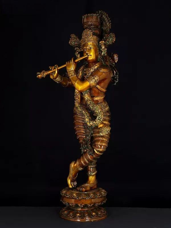 Brassaura® Brass Krishna Statue | Height 45 Inches & Weight 52 kg