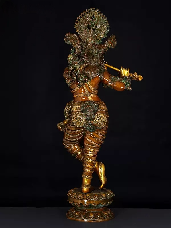 Brassaura® Brass Krishna Statue | Height 45 Inches & Weight 52 kg