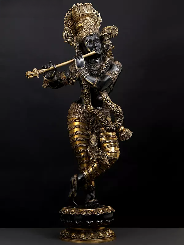 Brassaura® Brass Krishna Statue | Height 45 Inches & Weight 52 kg