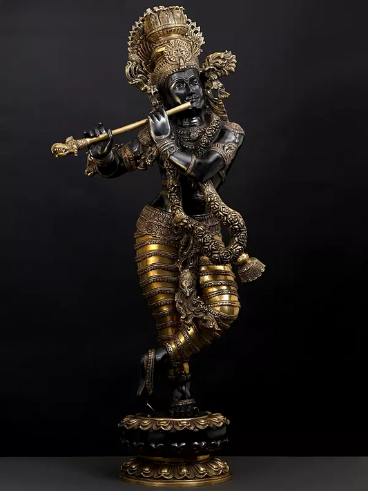 Brassaura® Brass Krishna Statue | Height 45 Inches & Weight 52 kg