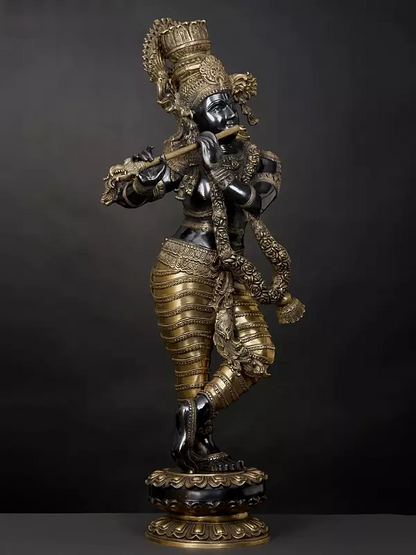 Brassaura® Brass Krishna Statue | Height 45 Inches & Weight 52 kg