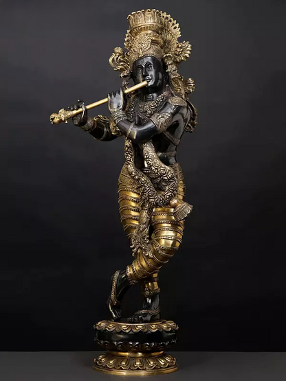 Brassaura® Brass Krishna Statue | Height 45 Inches & Weight 52 kg