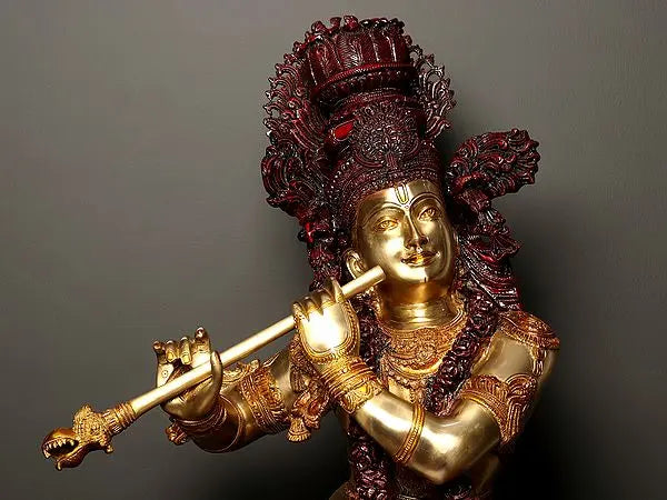 Brassaura® Brass Krishna Statue | Height 45 Inches & Weight 52 kg