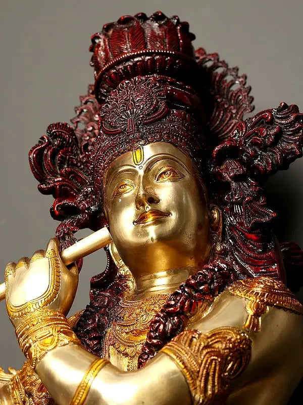 Brassaura® Brass Krishna Statue | Height 45 Inches & Weight 52 kg
