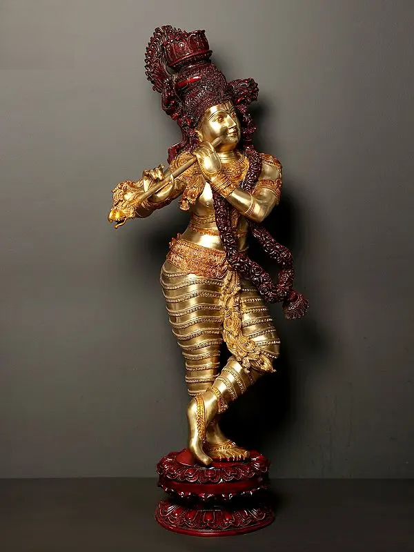 Brassaura® Brass Krishna Statue | Height 45 Inches & Weight 52 kg