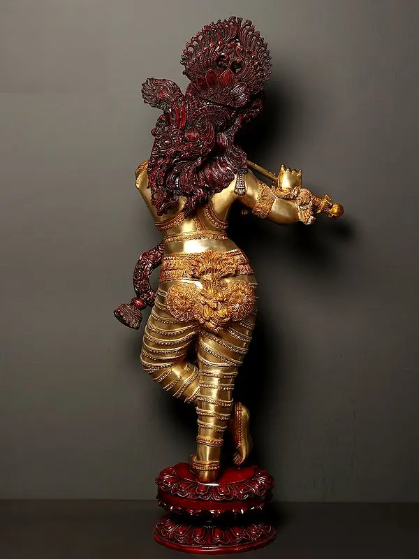 Brassaura® Brass Krishna Statue | Height 45 Inches & Weight 52 kg