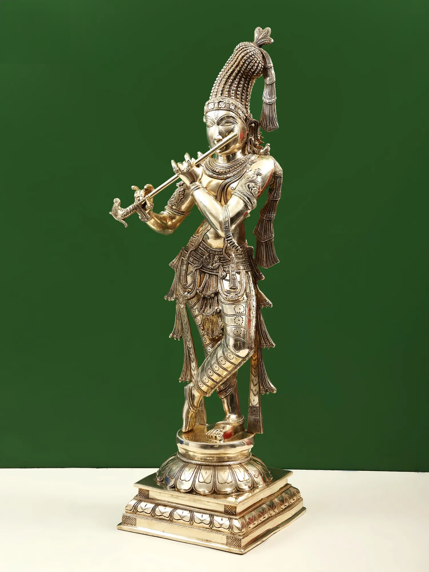 Brassaura® Brass Krishna Statue | Height 35 Inches & Weight 23.30 kg