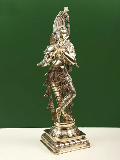 Brassaura® Brass Krishna Statue | Height 35 Inches & Weight 23.30 kg