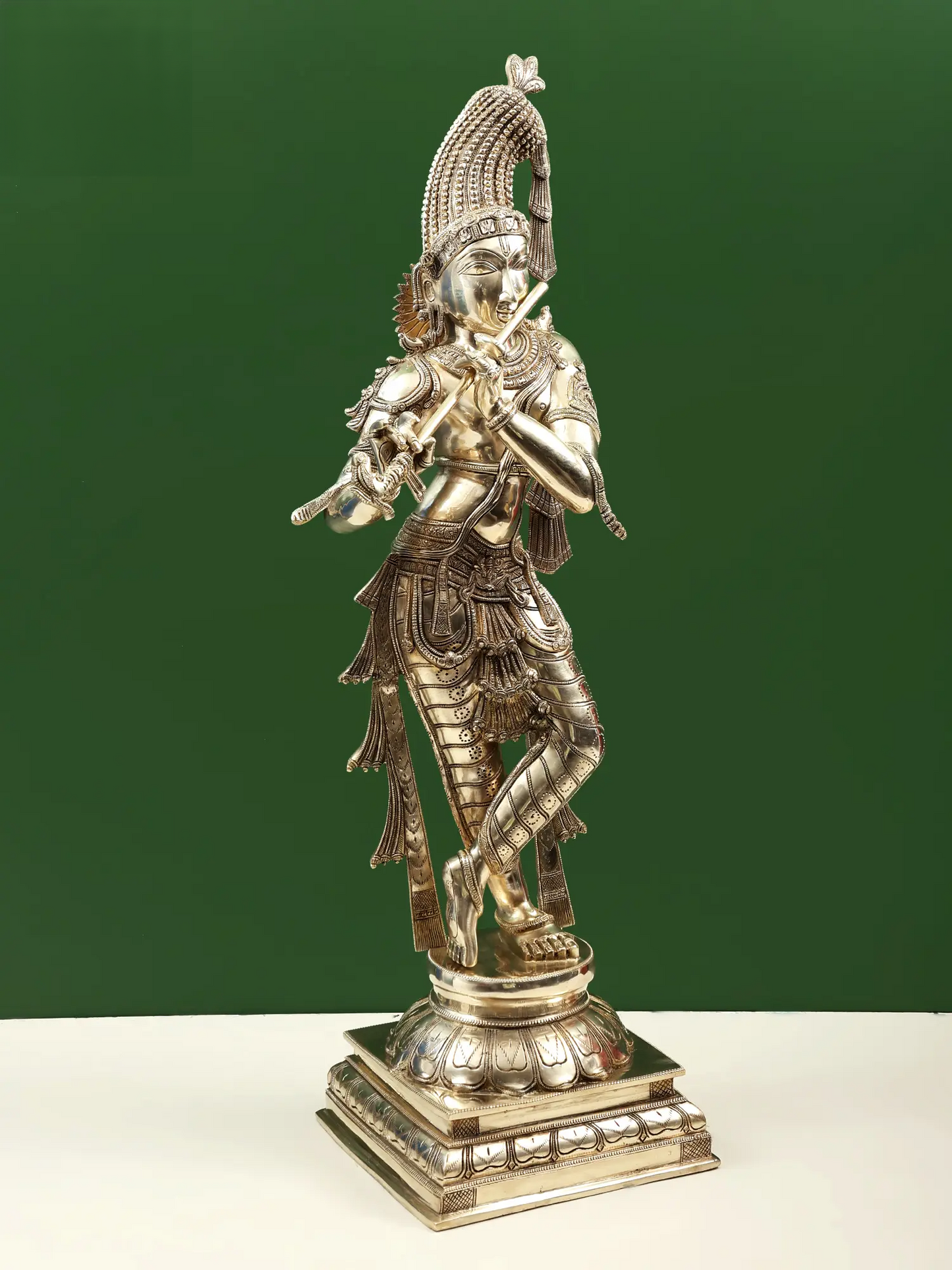 Brassaura® Brass Krishna Statue | Height 35 Inches & Weight 23.30 kg
