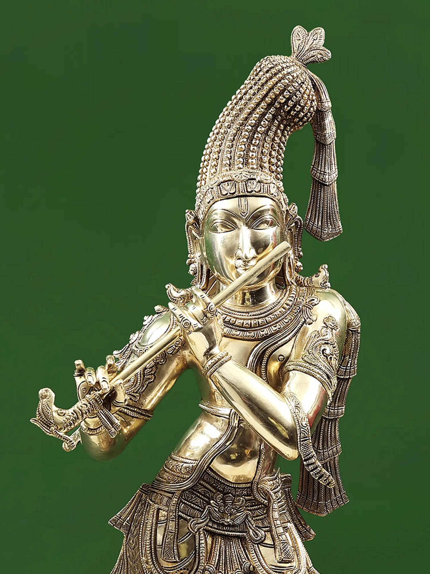Brassaura® Brass Krishna Statue | Height 35 Inches & Weight 23.30 kg