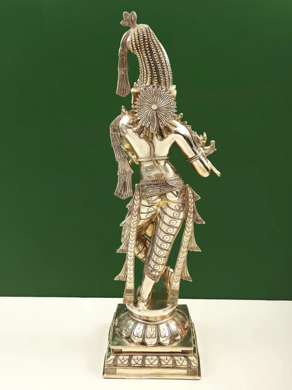 Brassaura® Brass Krishna Statue | Height 35 Inches & Weight 23.30 kg