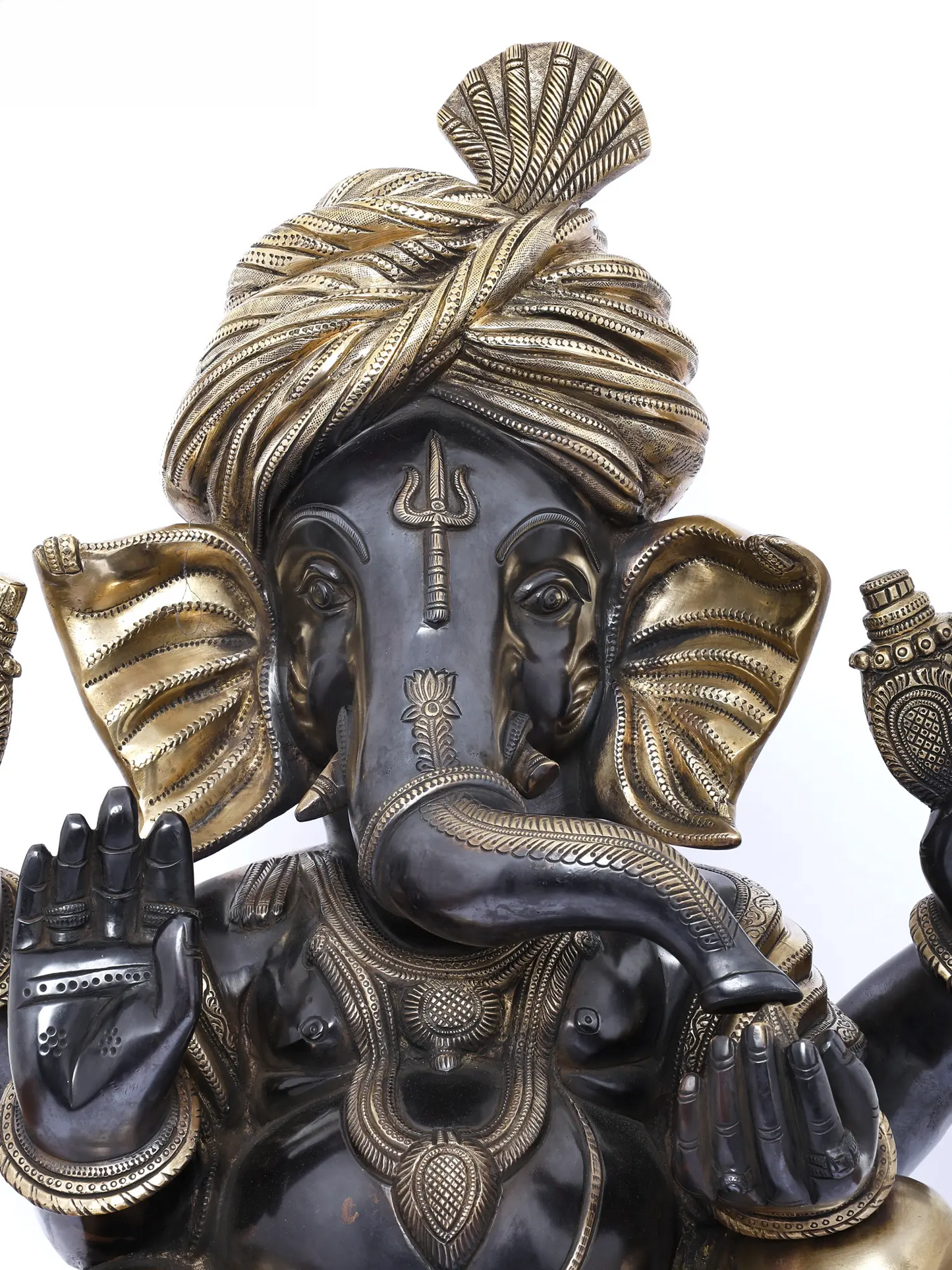 Brassaura™ Brass Pagdi Ganesha Statue | Height 19 Inches & Weight 20.20 kgs