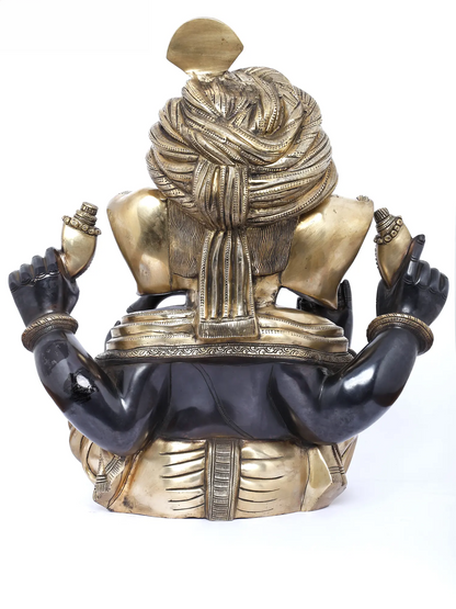 Brassaura™ Brass Pagdi Ganesha Statue | Height 19 Inches & Weight 20.20 kgs