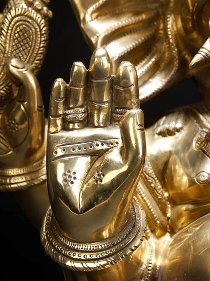 Brassaura™ Brass Pagdi Ganesha Statue | Height 19 Inches & Weight 20.20 kgs
