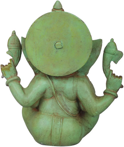Brassaura® Blessing Ganesha Brass Idol | Height 8.27 Inches & Weight 3 kgs