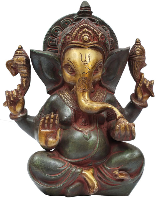 Brassaura® Blessing Ganesha Brass Idol | Height 8.27 Inches & Weight 3 kgs