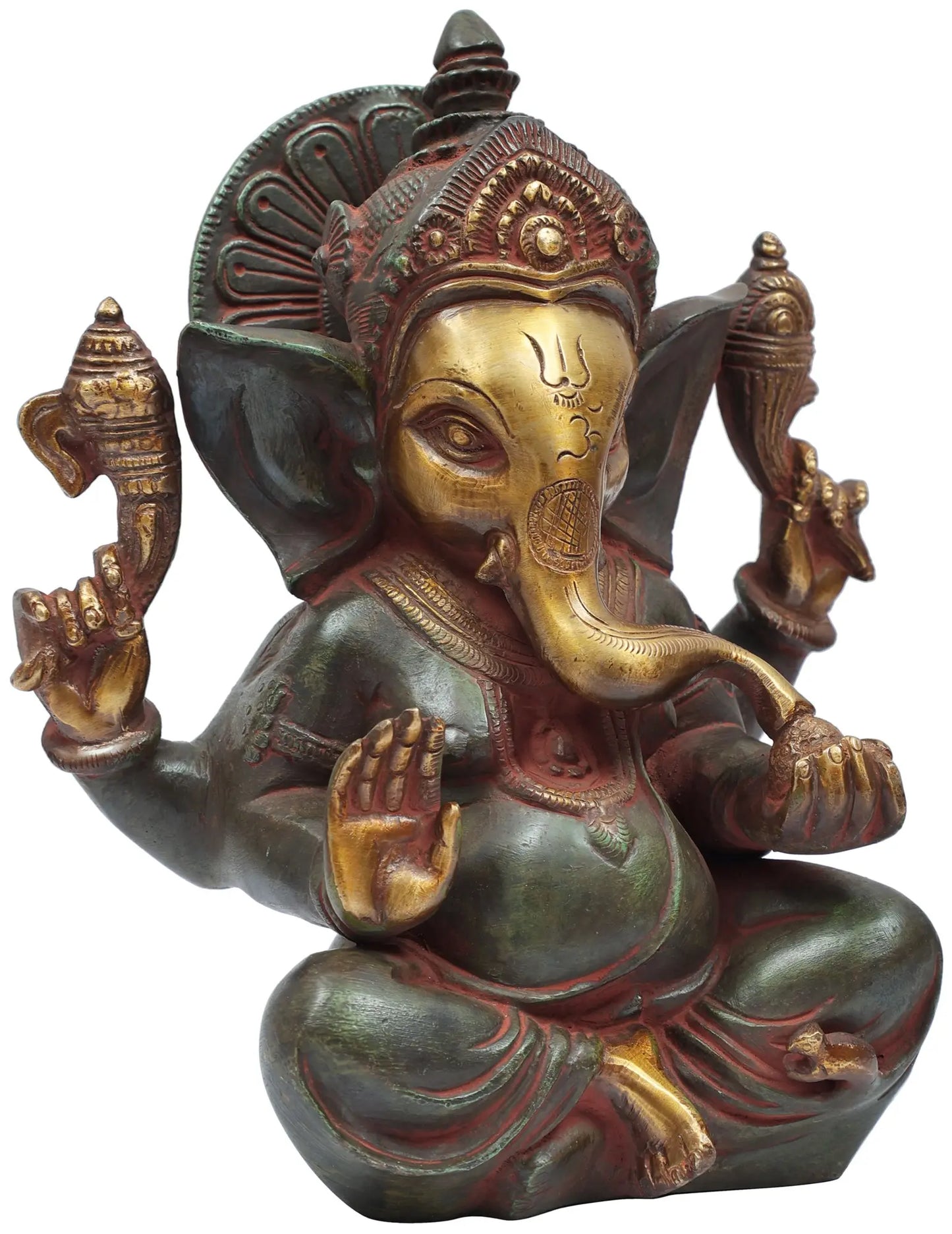 Brassaura® Blessing Ganesha Brass Idol | Height 8.27 Inches & Weight 3 kgs