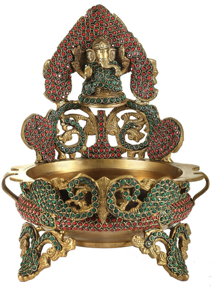 Brassaura™ Brass Ganesh Urli Bowl for Entrance & Festive Home Decor | 11 Inches | 3.22 kgs