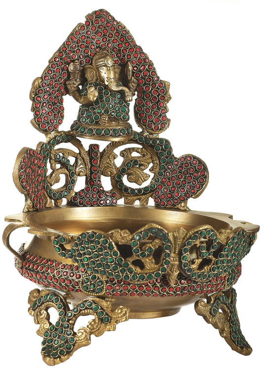 Brassaura™ ब्रास गणेश उर्ली बाउल प्रवेश द्वार और उत्सव के घर की सजावट के लिए | 11 इंच | 3.22 किलोग्राम