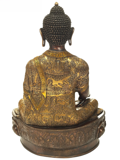 ब्रसौरा® भूमिस्पर्श मुद्रा में बैठे बुद्ध | शुद्ध पीतल | ऊँचाई 34 इंच और वज़न 47.80 किलोग्राम