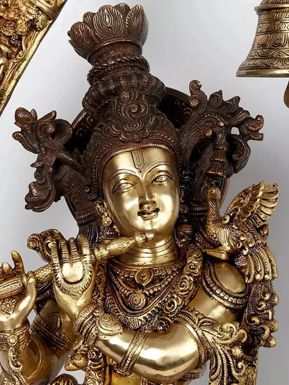 ब्रासोरा® पीतल की राधा कृष्ण की मूर्ति, अलंकृत विवरण के साथ | ऊँचाई 112 सेमी और वज़न 73 किग्रा