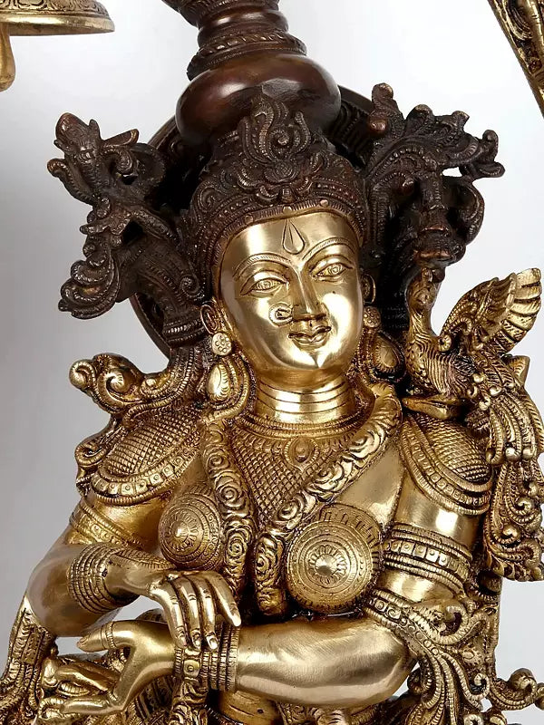 ब्रासोरा® पीतल की राधा कृष्ण की मूर्ति, अलंकृत विवरण के साथ | ऊँचाई 112 सेमी और वज़न 73 किग्रा