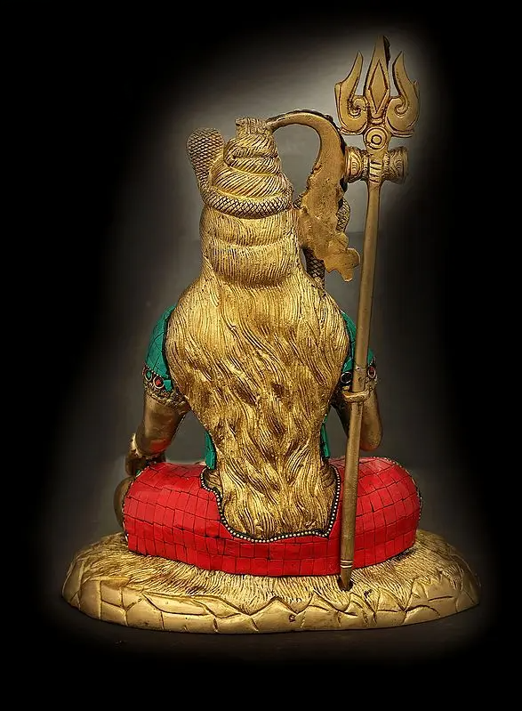 Brassaura™ Brass Shiva Statue with Inlay Work | Height 12 Inches & Weight 4.50 kg