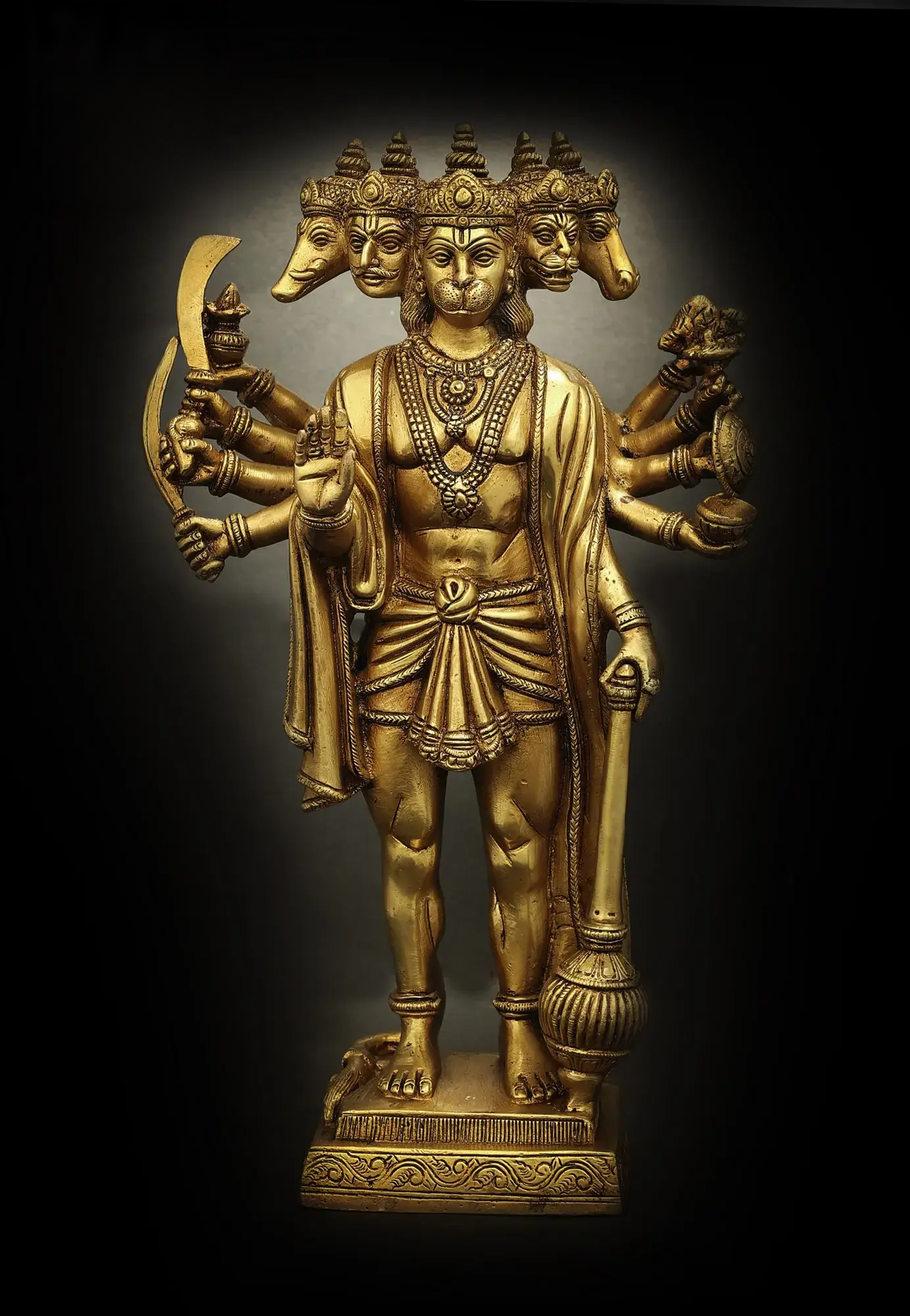 Brassaura®Panchamukhi Hanuman Statue | Sacred Five-Faced Hanuman Idol | Height 14.37 Inches & Weight 5.38 kgs