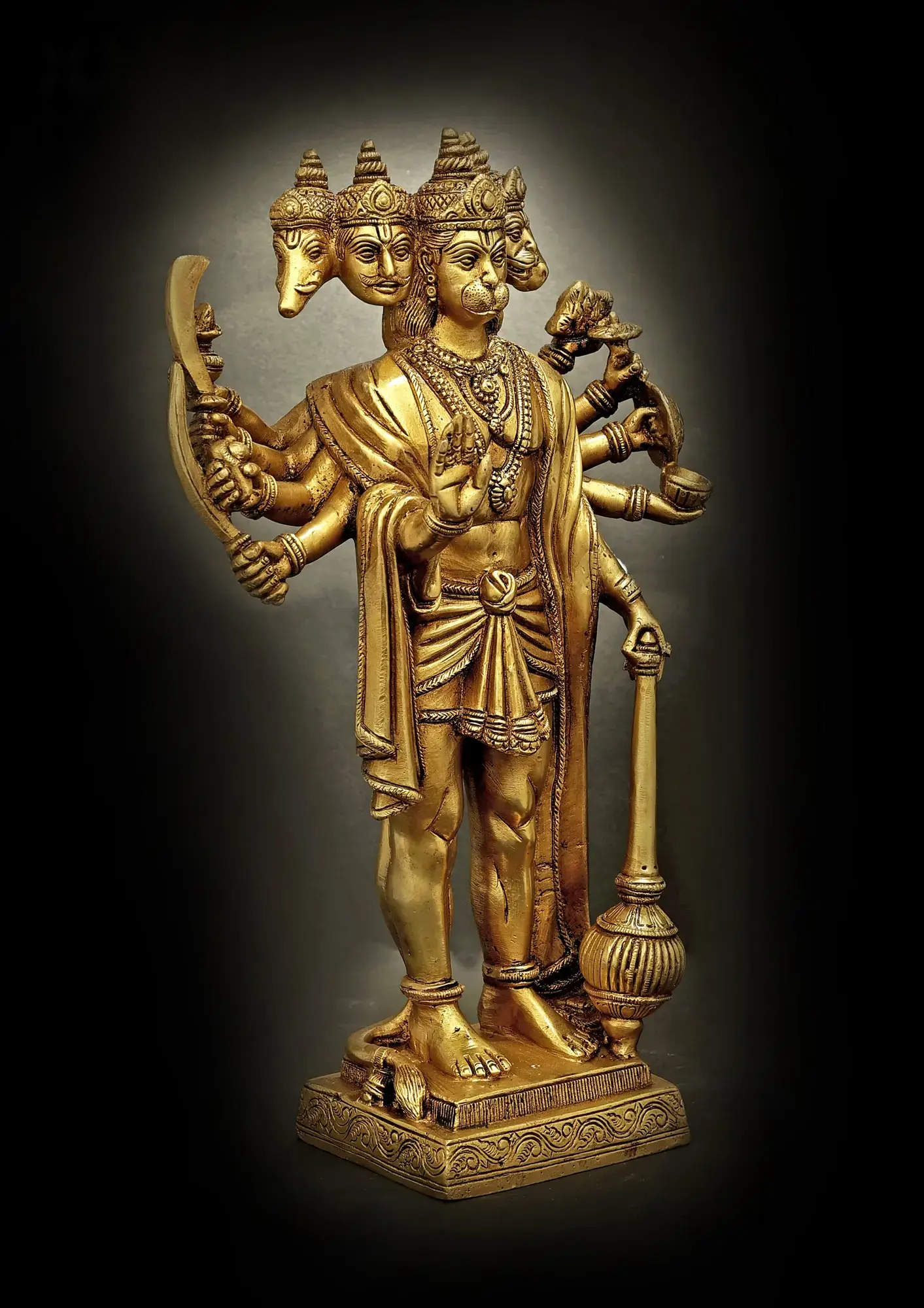 Brassaura®Panchamukhi Hanuman Statue | Sacred Five-Faced Hanuman Idol | Height 14.37 Inches & Weight 5.38 kgs