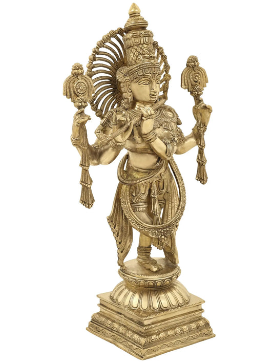Brassaura® Brass Krishna Statue with Inlay Work | Height 24.02 Inches & Weight 13 kg