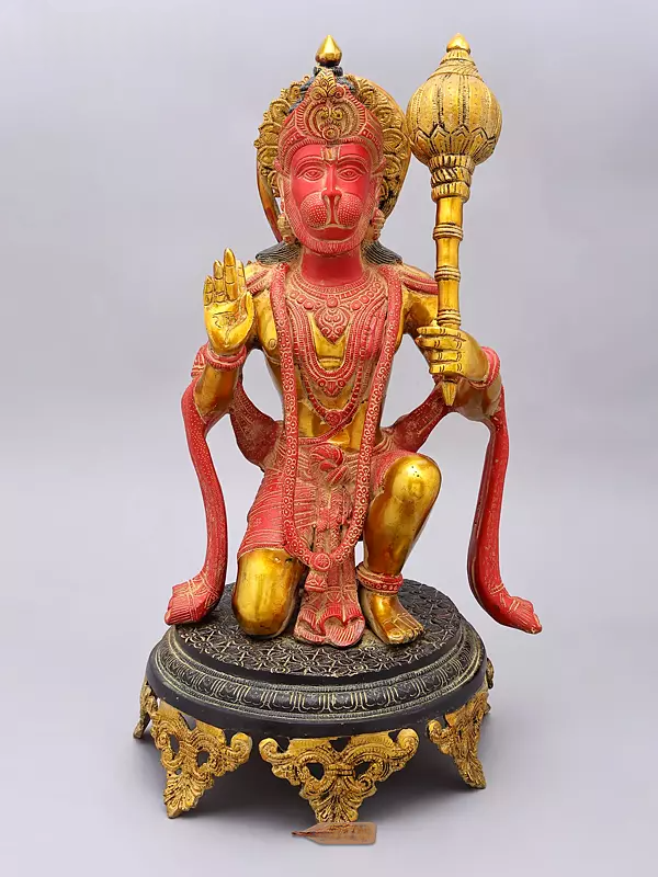 ब्रासोरा® वृंदावन वेणुगोपाल कृष्ण पीतल की प्रतिमा मोर के साथ | एंटीक नीला और सुनहरा रंग | ऊँचाई 20 इंच