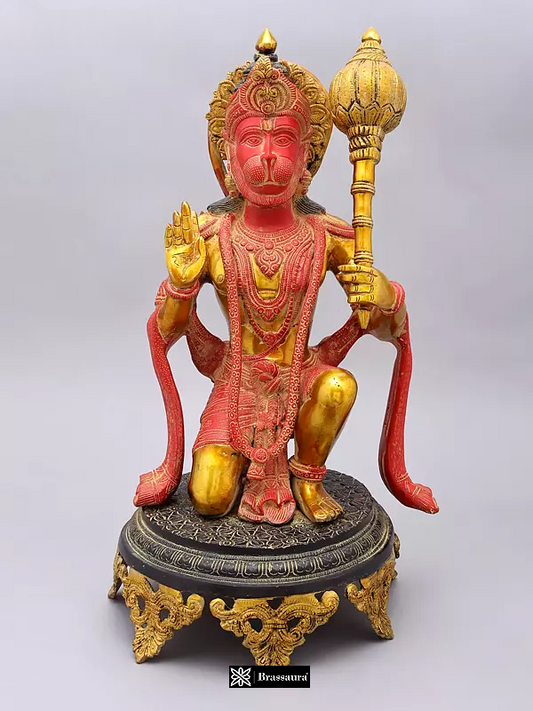ब्रासोरा® वृंदावन वेणुगोपाल कृष्ण पीतल की प्रतिमा मोर के साथ | एंटीक नीला और सुनहरा रंग | ऊँचाई 20 इंच