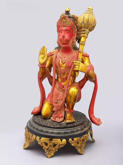 ब्रासोरा® वृंदावन वेणुगोपाल कृष्ण पीतल की प्रतिमा मोर के साथ | एंटीक नीला और सुनहरा रंग | ऊँचाई 20 इंच