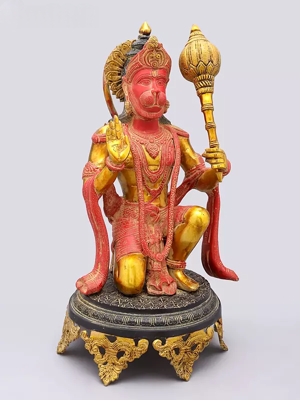 ब्रासोरा® वृंदावन वेणुगोपाल कृष्ण पीतल की प्रतिमा मोर के साथ | एंटीक नीला और सुनहरा रंग | ऊँचाई 20 इंच