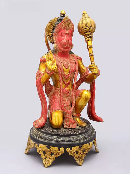 ब्रासोरा® वृंदावन वेणुगोपाल कृष्ण पीतल की प्रतिमा मोर के साथ | एंटीक नीला और सुनहरा रंग | ऊँचाई 20 इंच