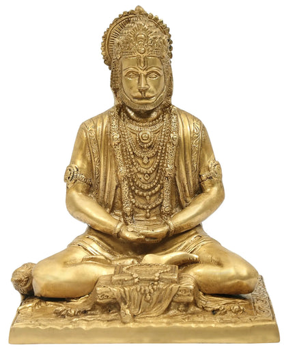 ब्रसौउरा® ध्यान मग्न हनुमान | प्राकृतिक पीतल फ़िनिश | ऊंचाई 7.5 इंच और वज़न 2.60 किलोग्राम