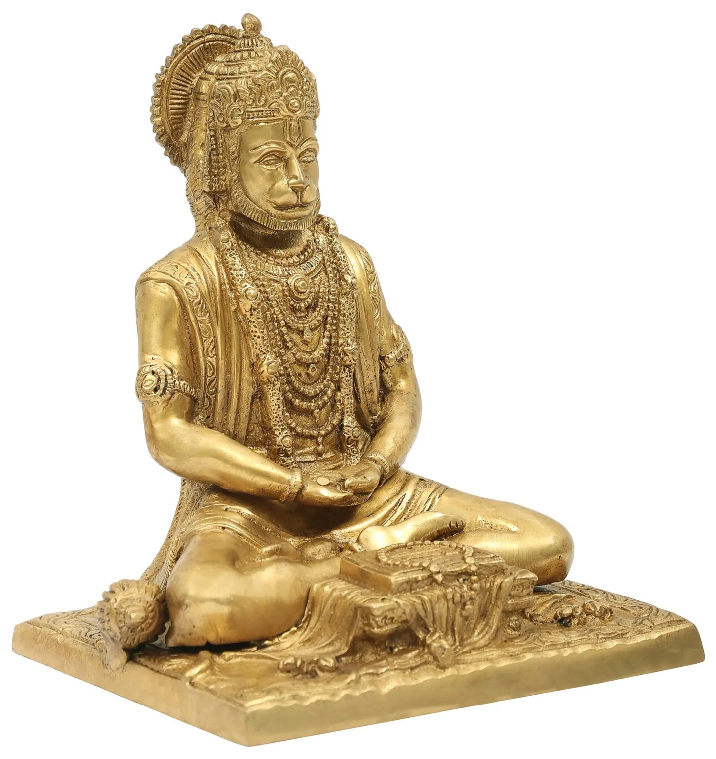 ब्रसौउरा® ध्यान मग्न हनुमान | प्राकृतिक पीतल फ़िनिश | ऊंचाई 7.5 इंच और वज़न 2.60 किलोग्राम