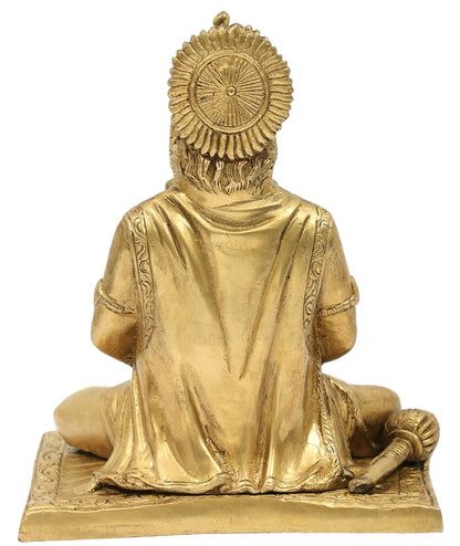 ब्रसौउरा® ध्यान मग्न हनुमान | प्राकृतिक पीतल फ़िनिश | ऊंचाई 7.5 इंच और वज़न 2.60 किलोग्राम