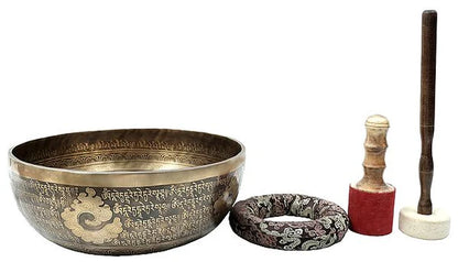 Brassaura® Brass Tibetan Buddhist Singing Bowl with Wood & Cushion | Height 5.50 Inches