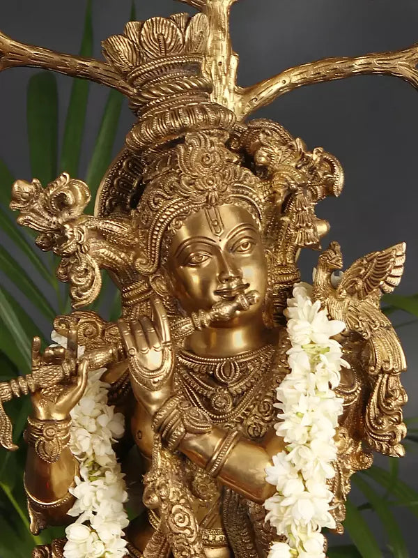 Brassaura® Brass Krishna Statue | Height 35 Inches & Weight 28.45 kg