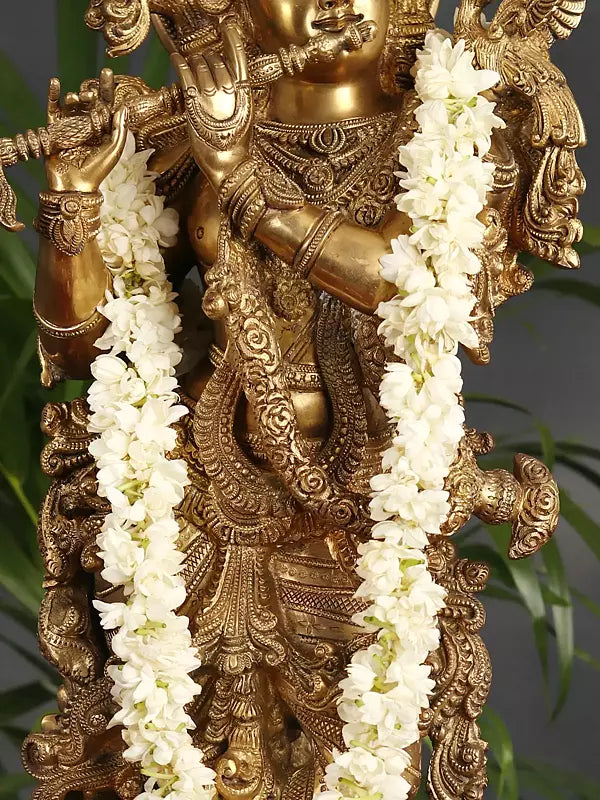 Brassaura® Brass Krishna Statue | Height 35 Inches & Weight 28.45 kg