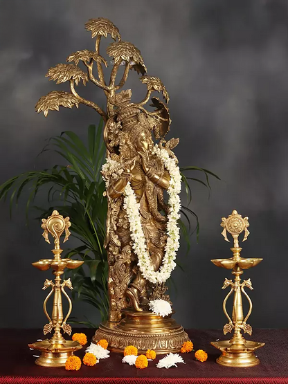 Brassaura® Brass Krishna Statue | Height 35 Inches & Weight 28.45 kg