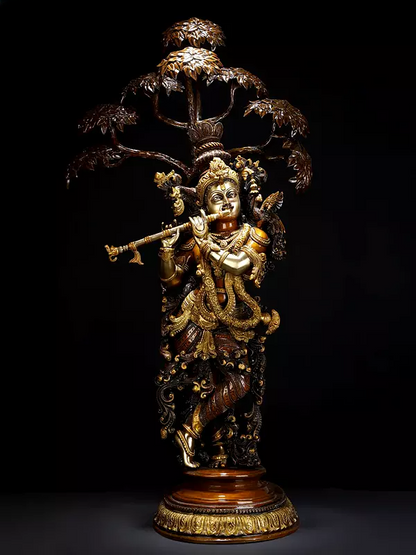 Brassaura® Brass Krishna Statue | Height 35 Inches & Weight 28.45 kg
