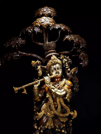 Brassaura® Brass Krishna Statue | Height 35 Inches & Weight 28.45 kg