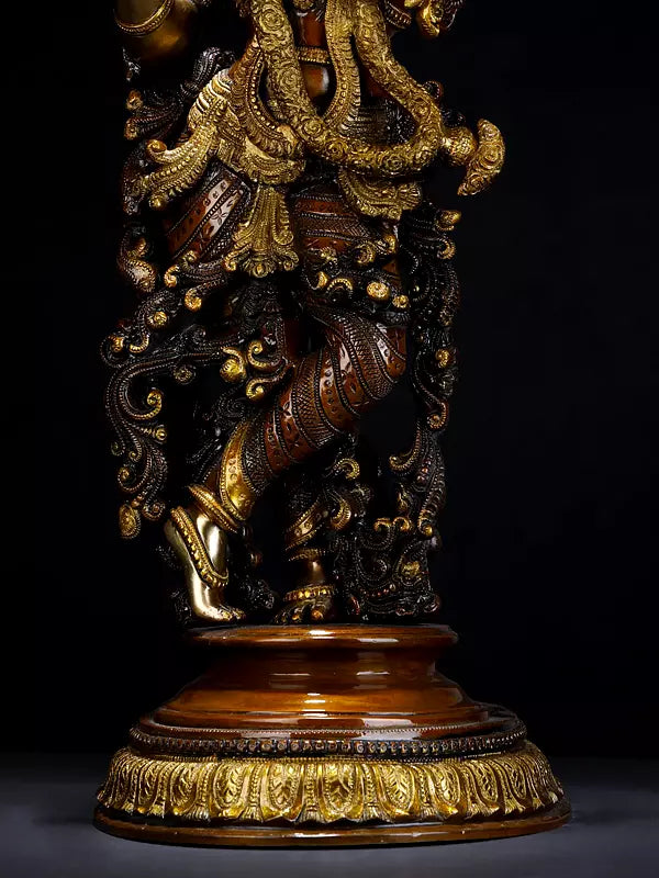 Brassaura® Brass Krishna Statue | Height 35 Inches & Weight 28.45 kg
