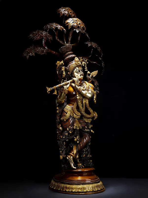 Brassaura® Brass Krishna Statue | Height 35 Inches & Weight 28.45 kg